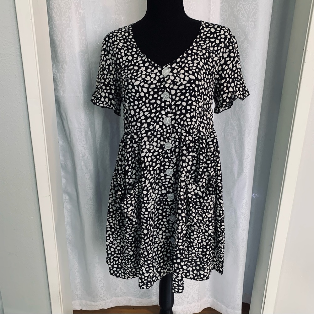 C+D+M Collection Black & White Animal Print Dress Sz: S